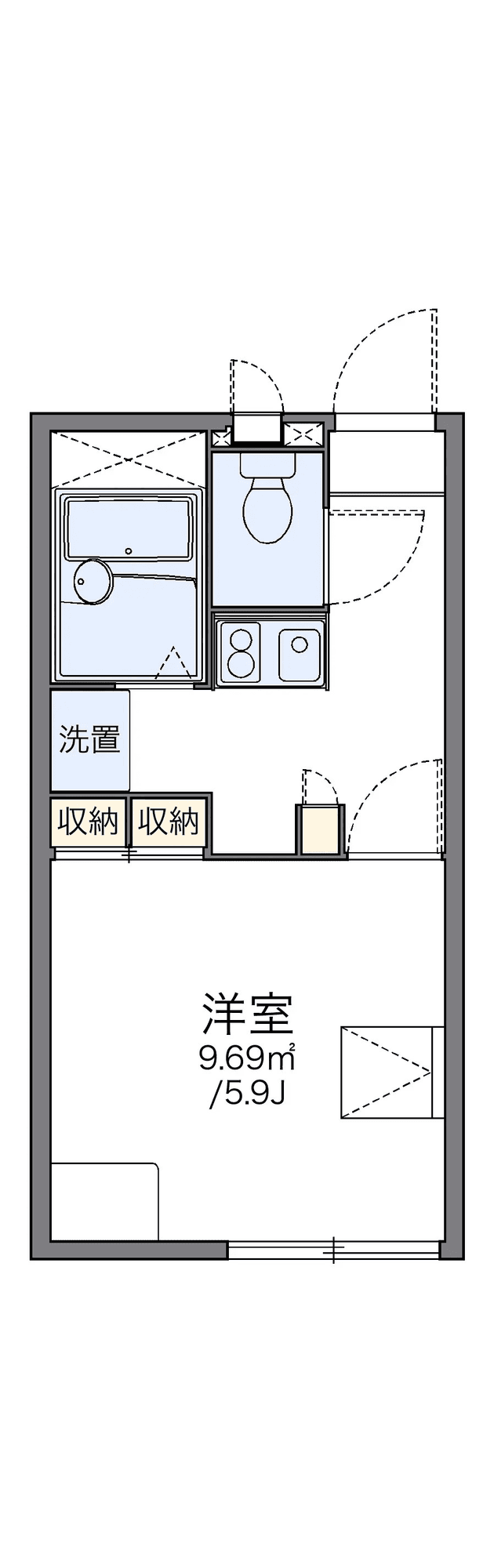 物件P001676の間取り図 — 1K