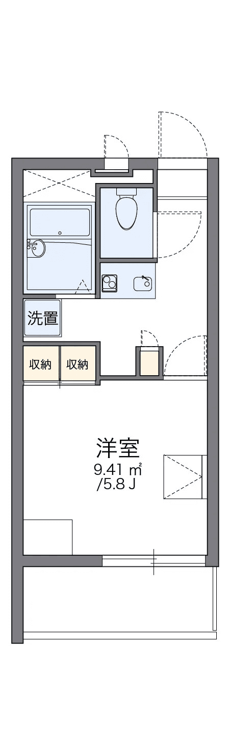 物件P001876の間取り図 — 1K