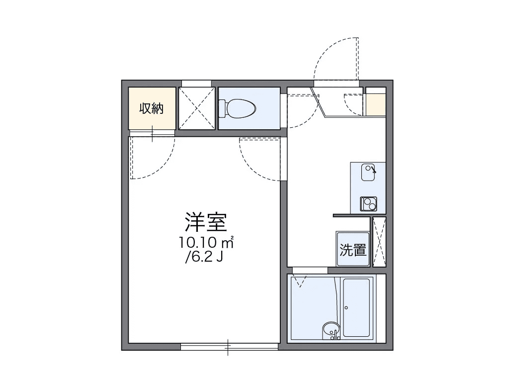 物件P001906の間取り図 — 1K