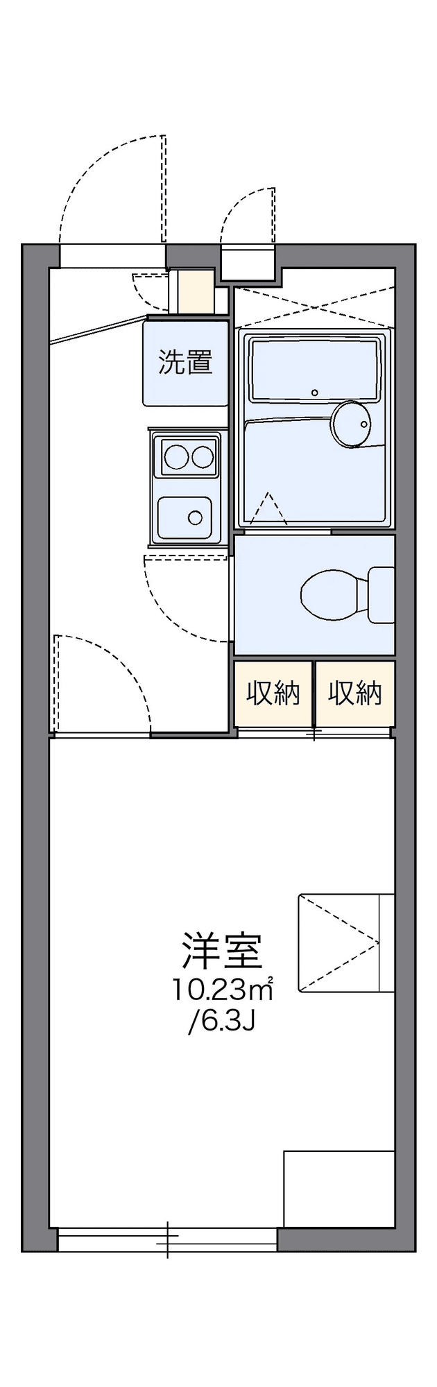 物件P002312の間取り図 — 1K