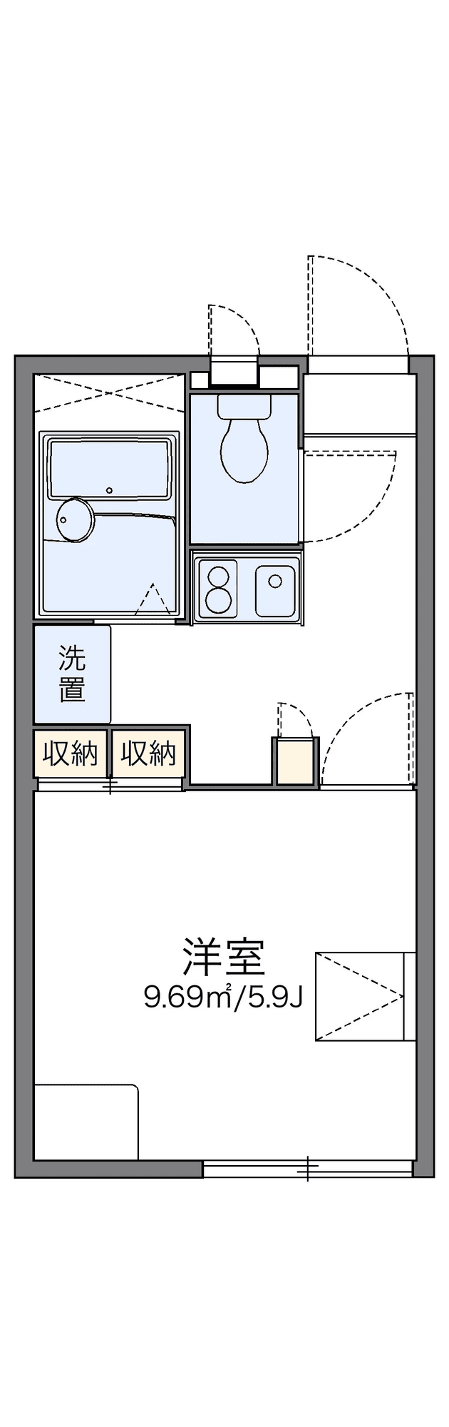 P001624 매물 평면도 — 1K