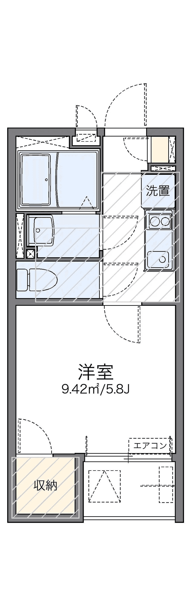 P001280 매물 평면도 — 1K