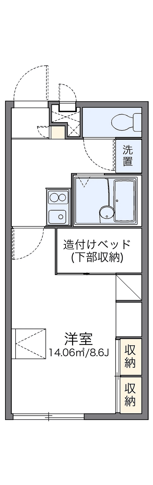 P001647 매물 평면도 — 1K