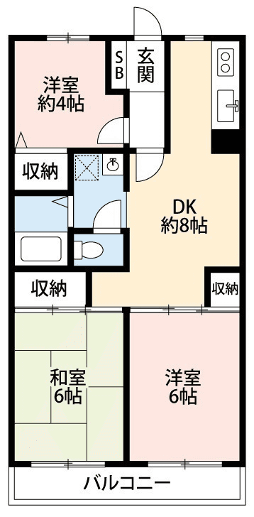 Sơ đồ bố trí căn P000220 — 3DK