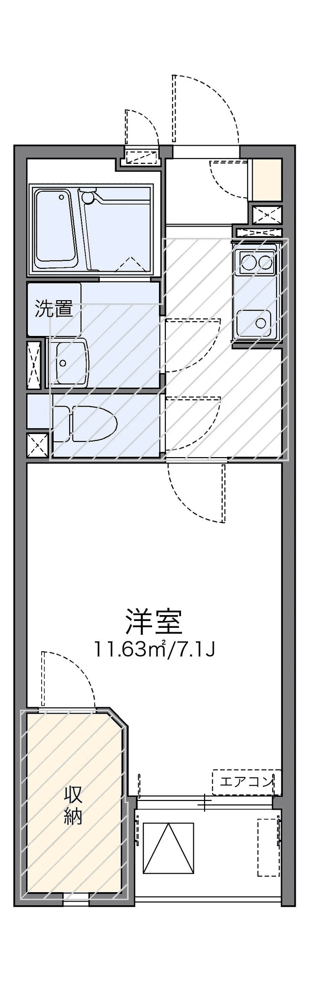 P001277 매물 평면도 — 1K