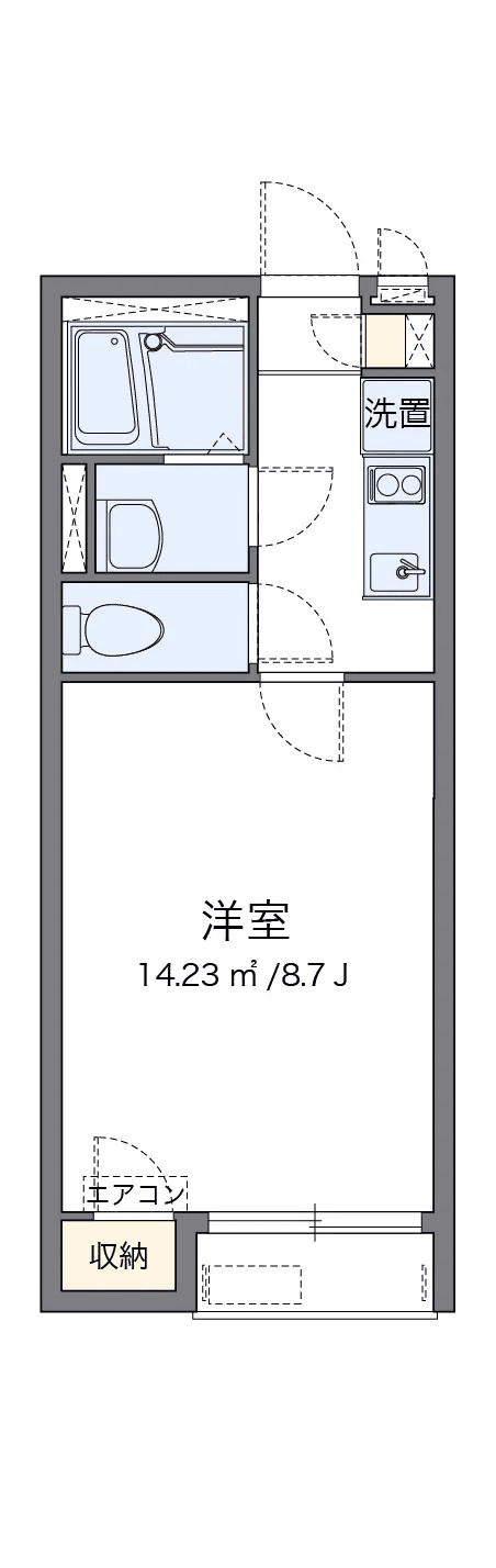 P001291 매물 평면도 — 1K