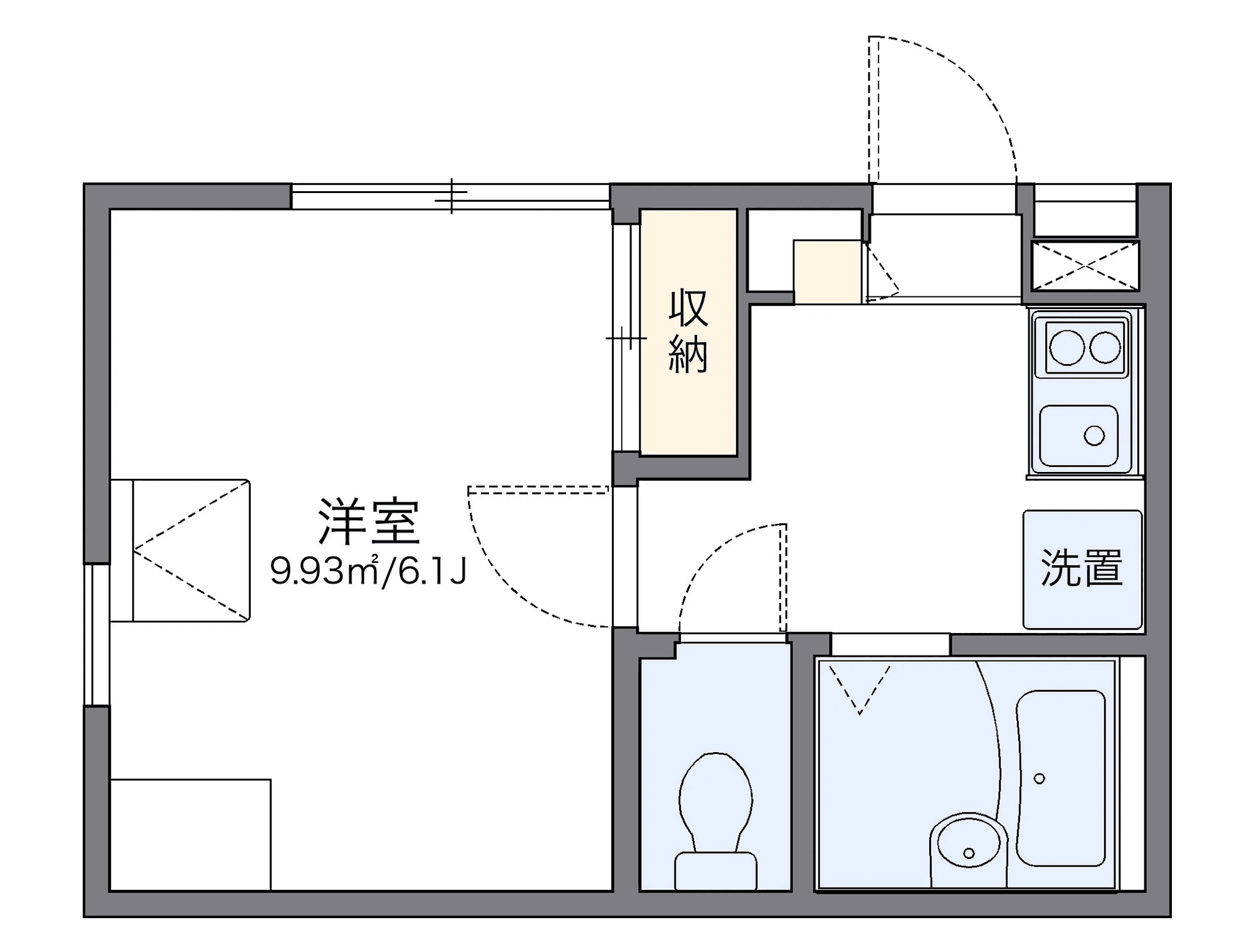 物件P002209の間取り図 — 1K