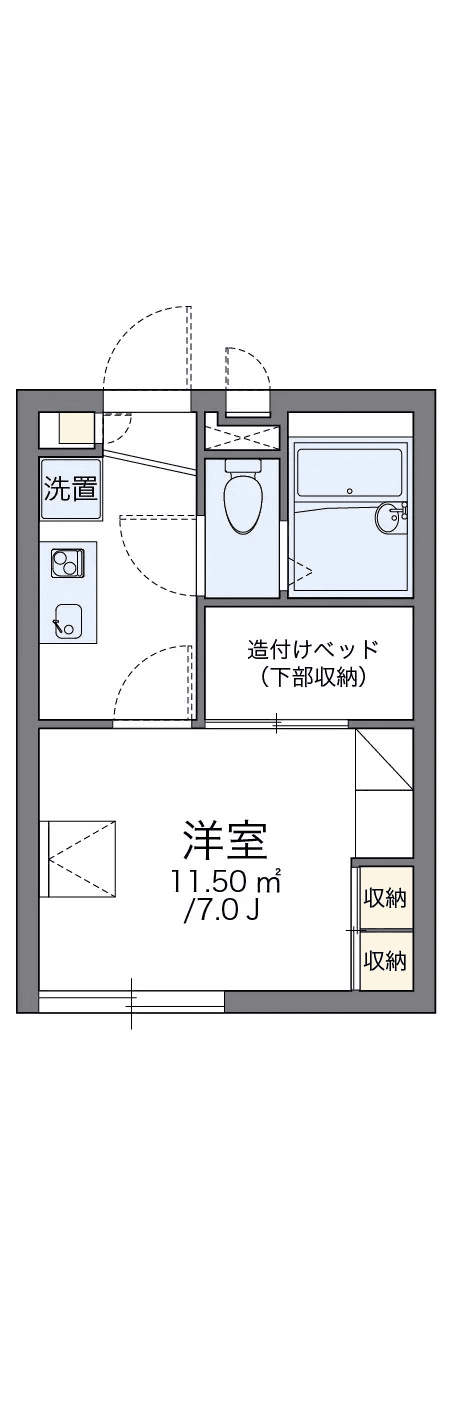 物件P002143の間取り図 — 1K