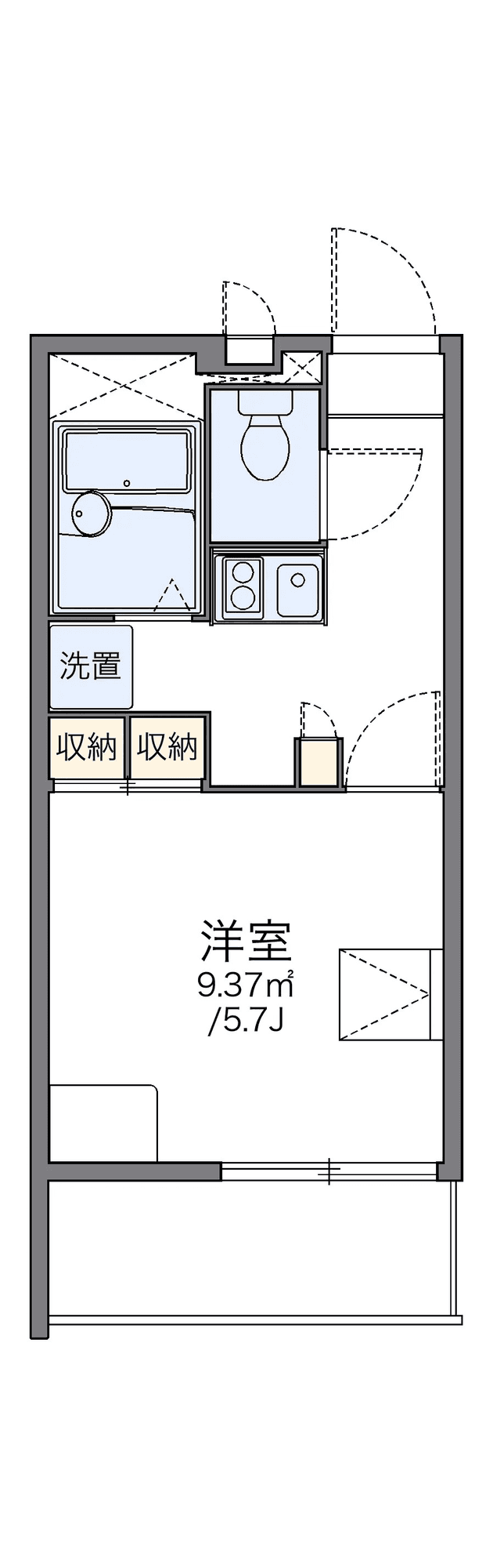 物件P002384の間取り図 — 1K