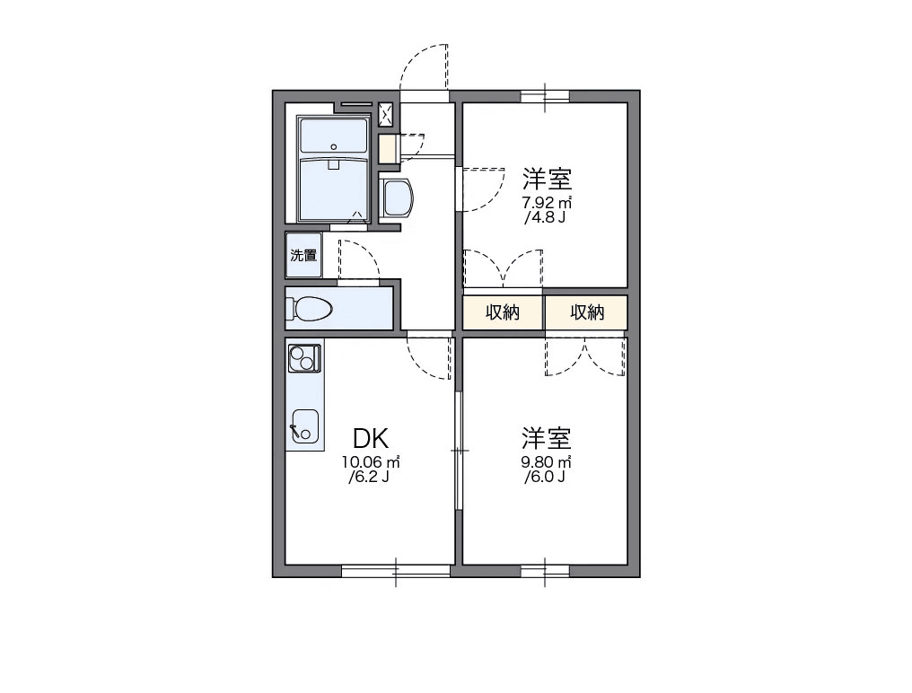 Floor plan of unit P001362 — 2DK