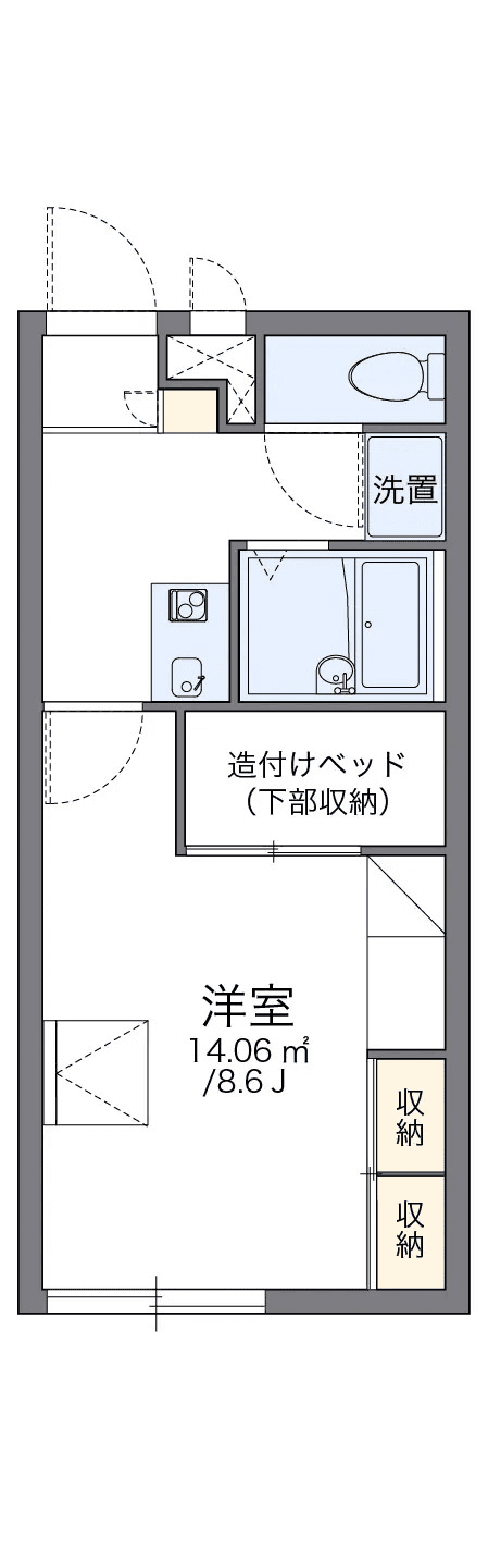 P001729 매물 평면도 — 1K
