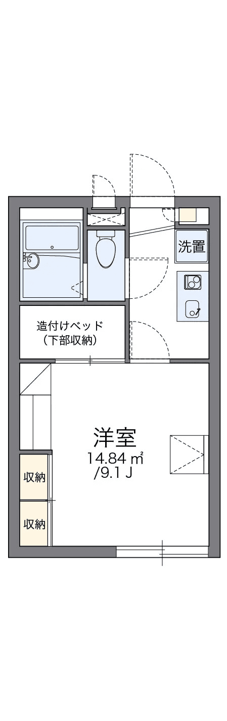 物件P002305の間取り図 — 1K