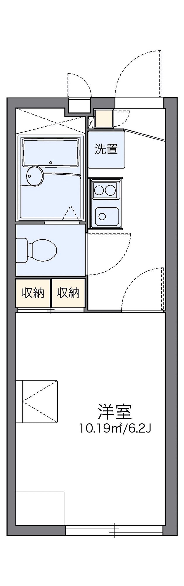 物件P001887の間取り図 — 1K