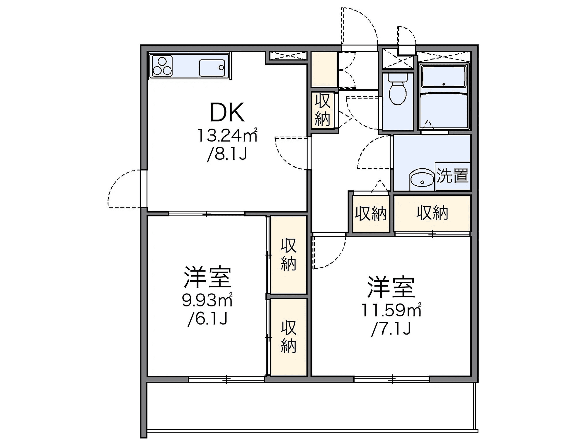 物件P001512の間取り図 — 2DK