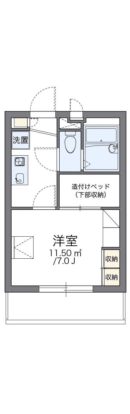 物件P002197の間取り図 — 1K