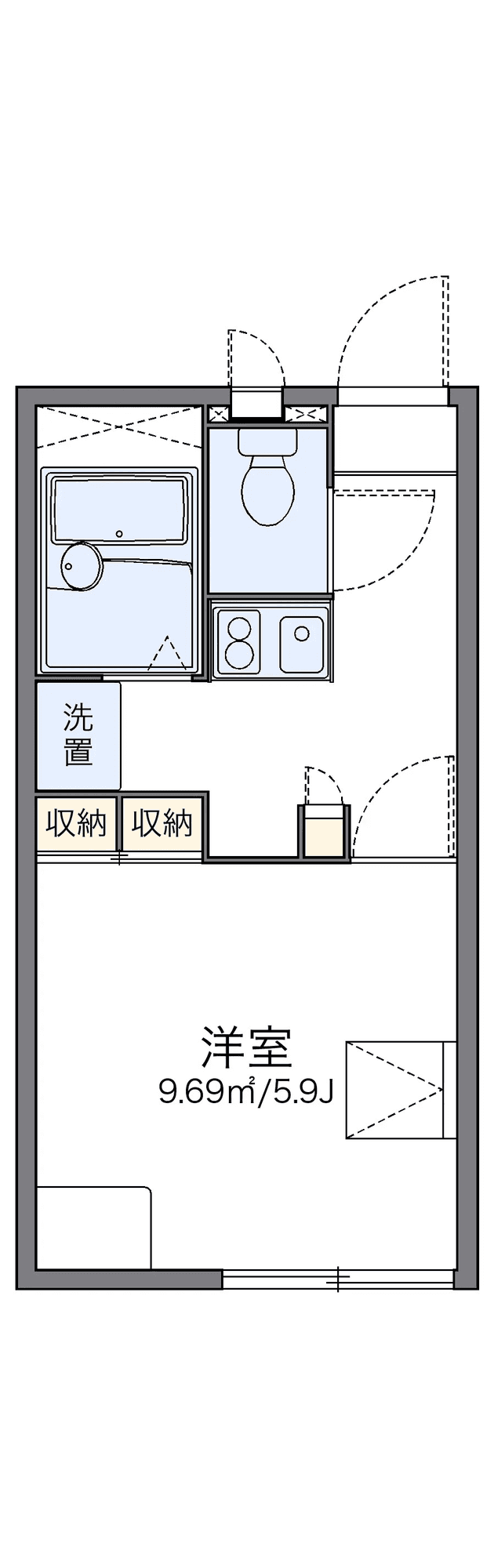 P001601 매물 평면도 — 1K