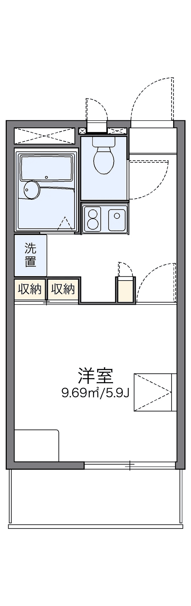 物件P001664の間取り図 — 1K