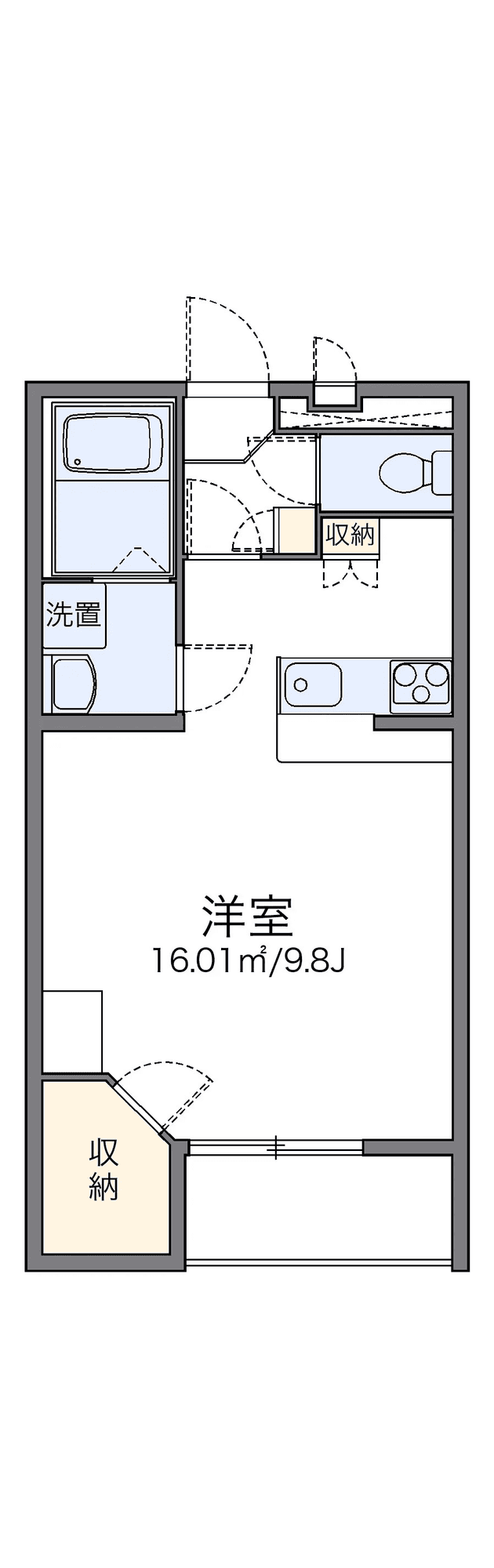 物件P002376の間取り図 — 1K
