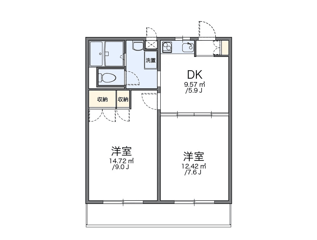 Denah unit P001335 — 2DK