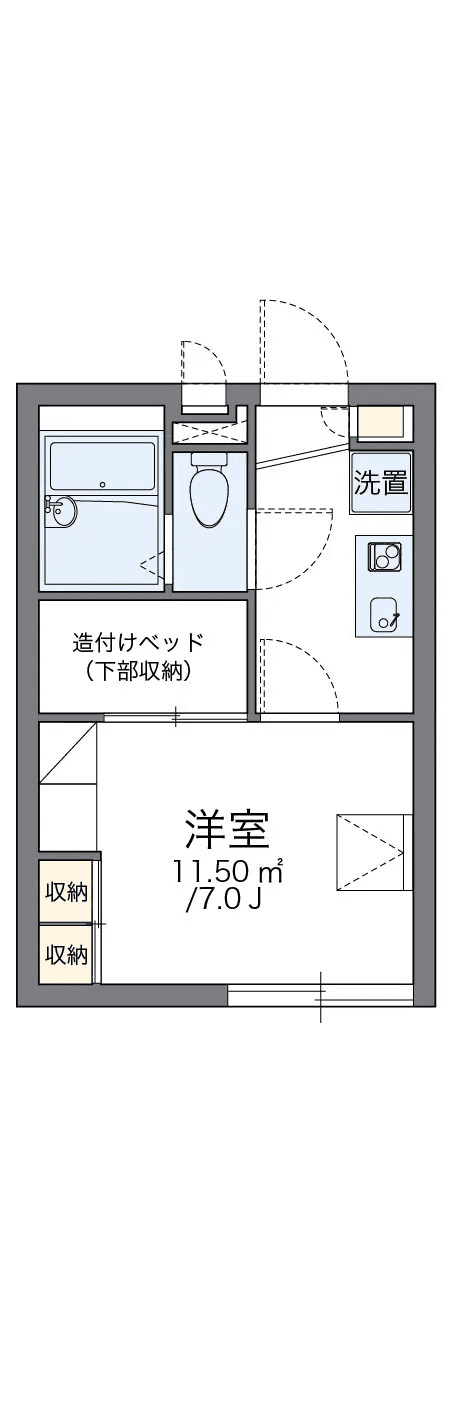 物件P002084の間取り図 — 1K