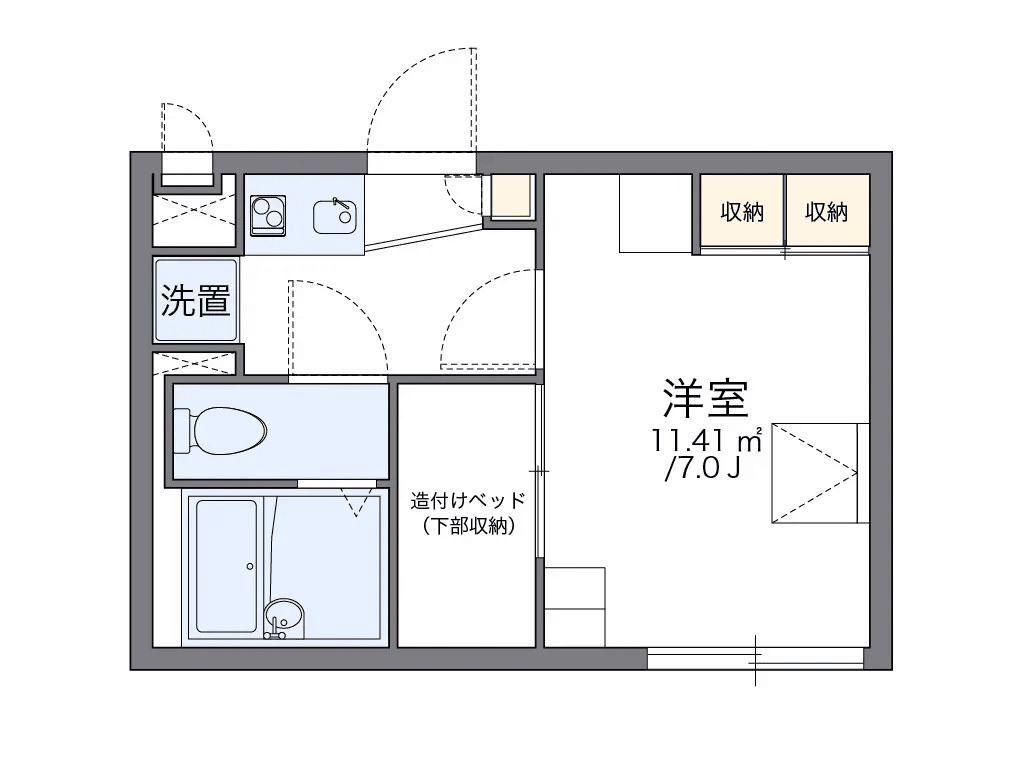 物件P002482の間取り図 — 1K