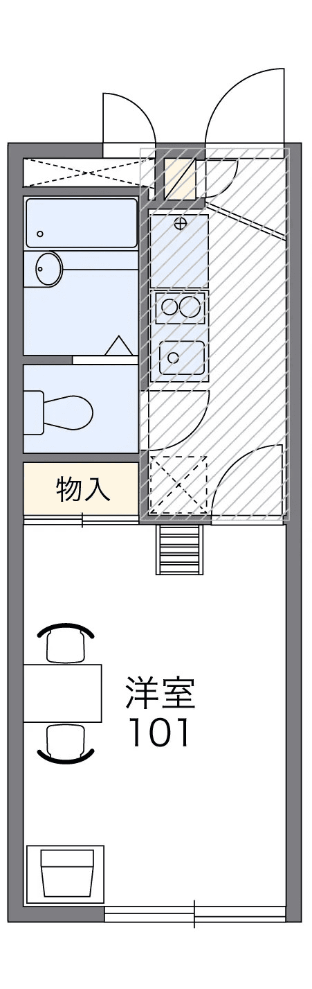 P001712 매물 평면도 — 1K