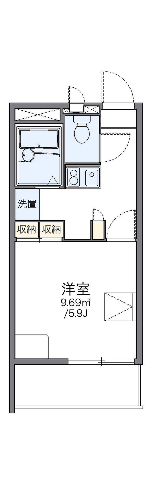 P001581 매물 평면도 — 1K