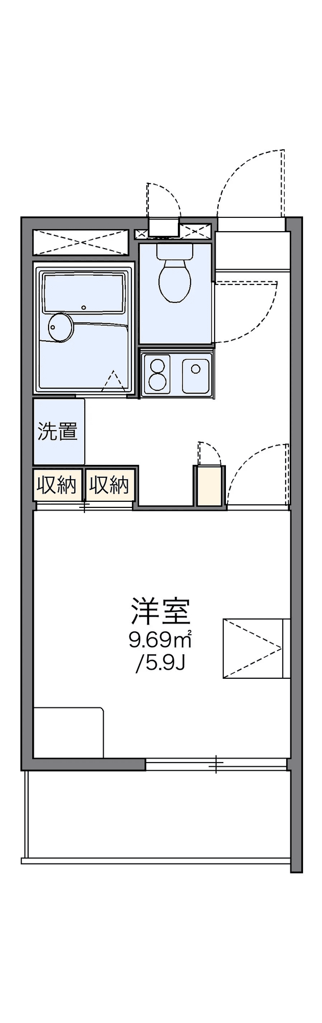 P001567 매물 평면도 — 1K