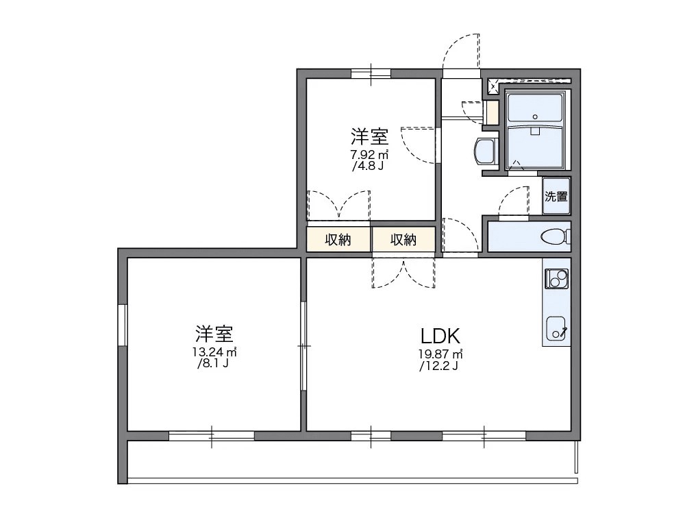 P001310 매물 평면도 — 2LDK