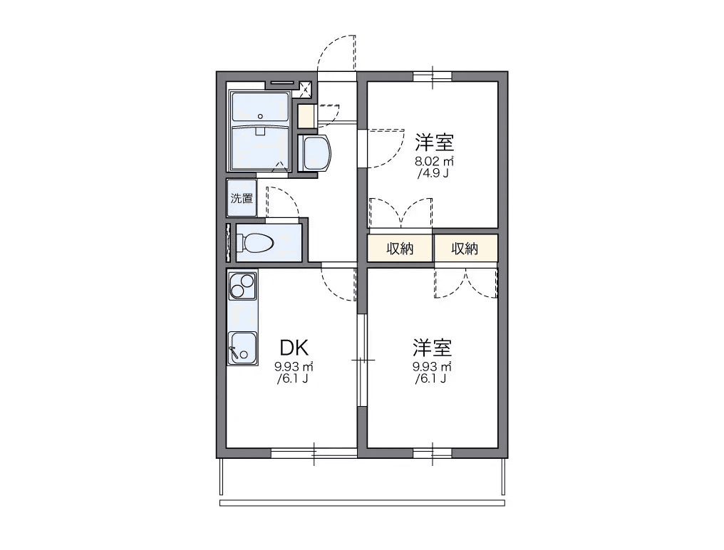 物件P001354の間取り図 — 2DK
