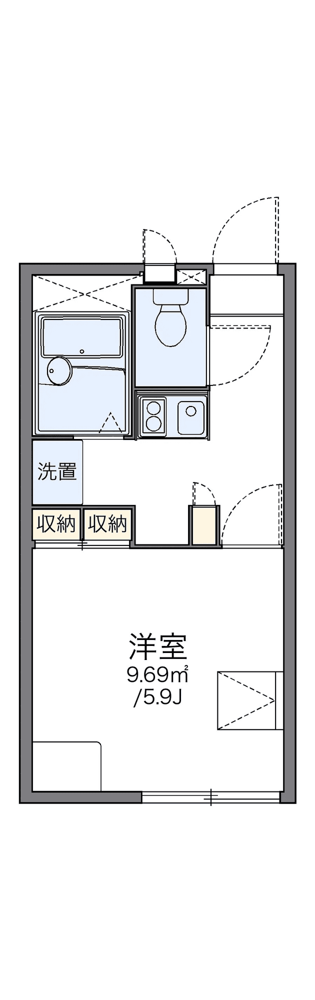 P001569 매물 평면도 — 1K