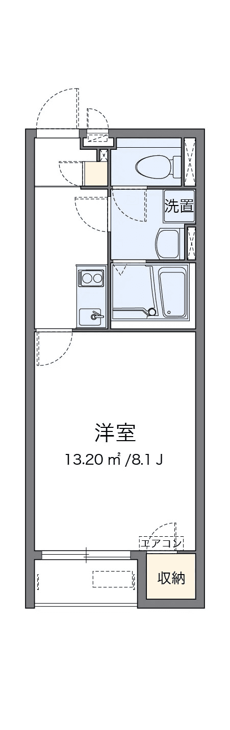 P001263 매물 평면도 — 1K
