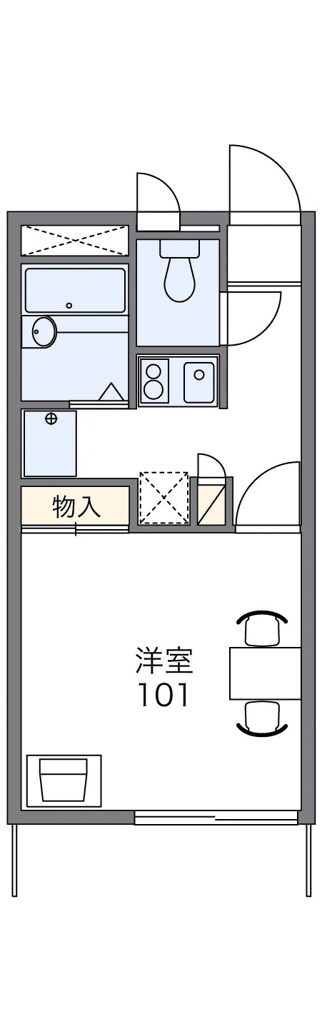 P001711 매물 평면도 — 1K