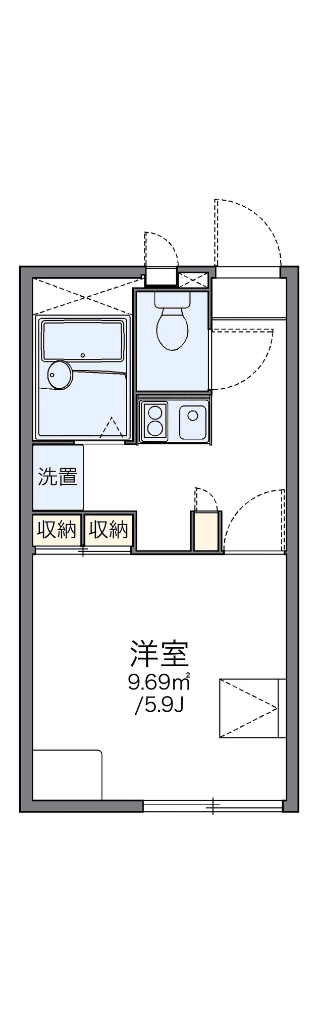 P001564 매물 평면도 — 1K