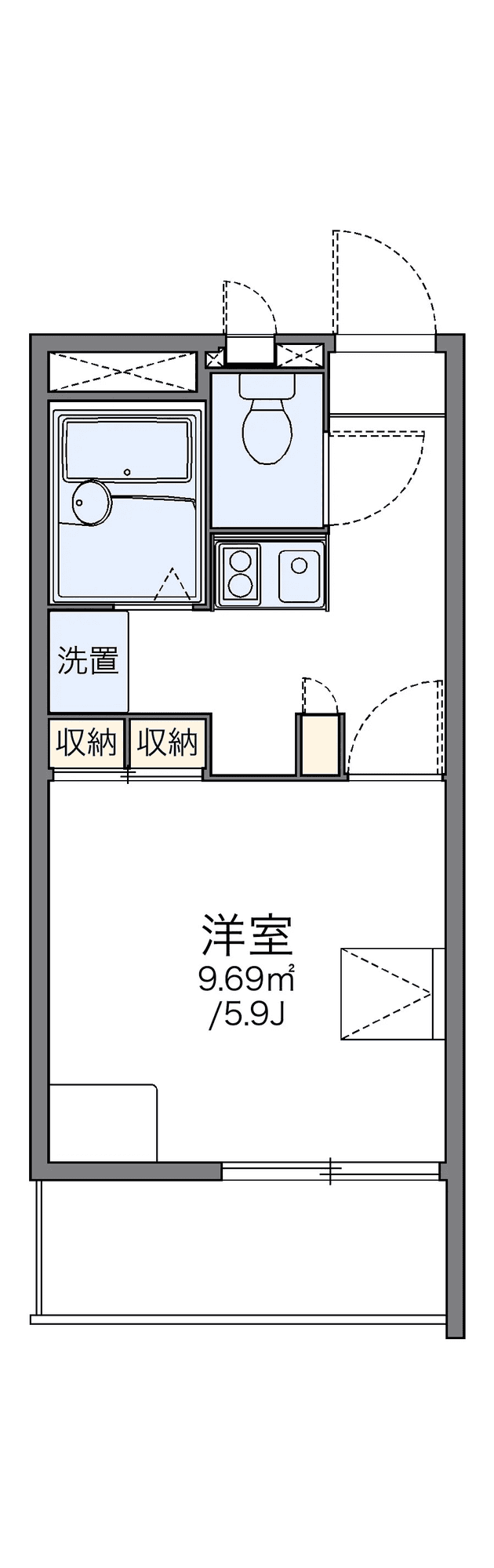 P001578 매물 평면도 — 1K