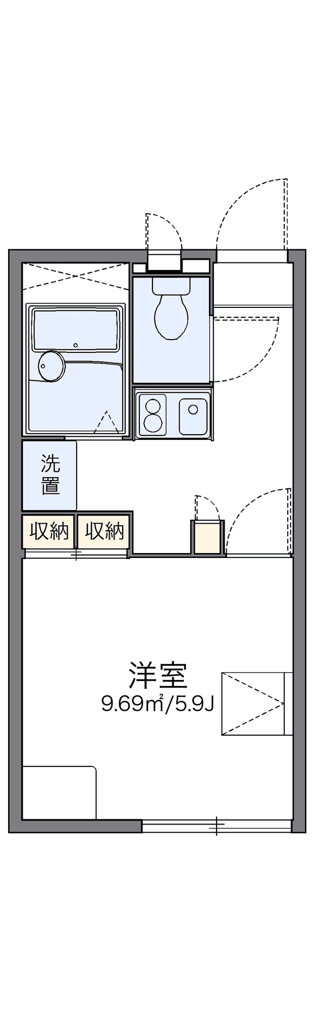 P001654 매물 평면도 — 1K