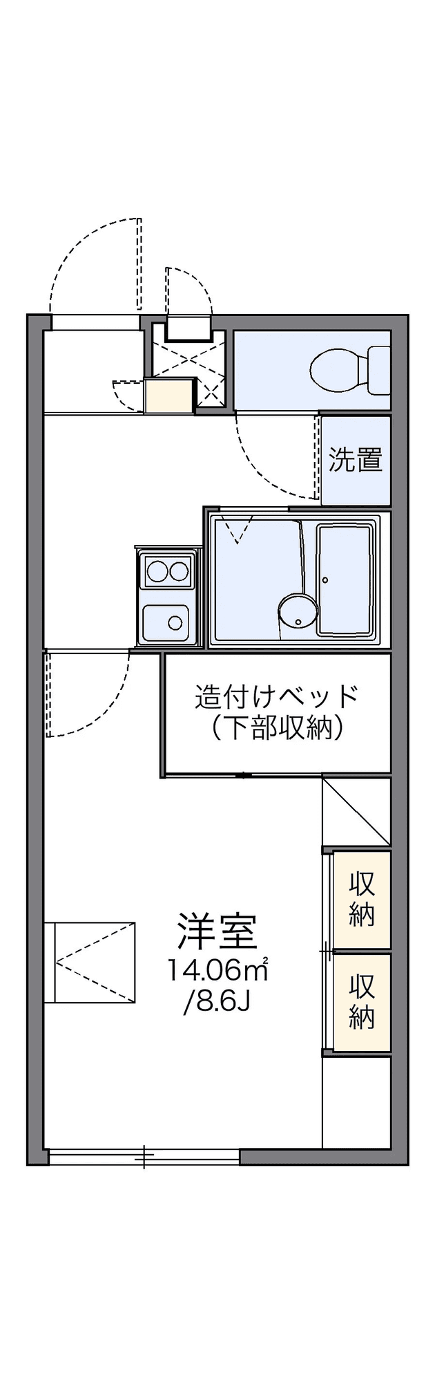P001566 매물 평면도 — 1K