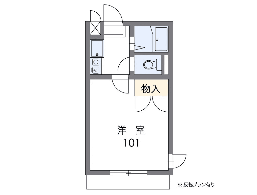 物件P001338の間取り図 — 1K