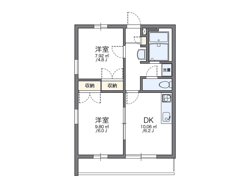 物件P001318の間取り図 — 2DK