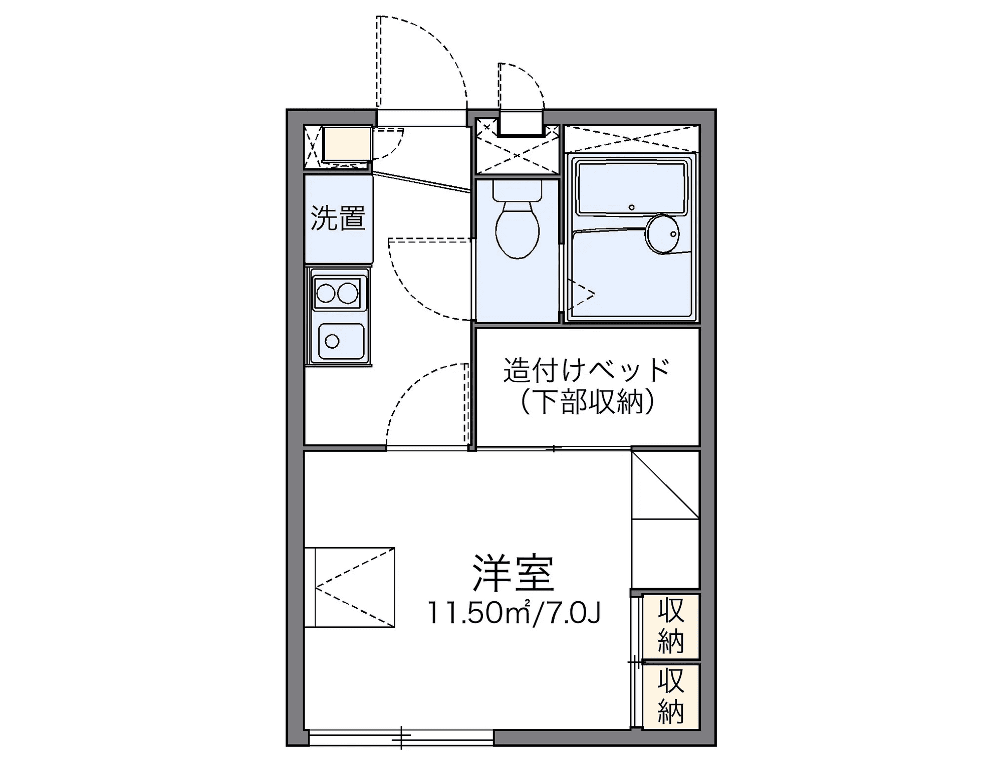 P001552 매물 평면도 — 1K