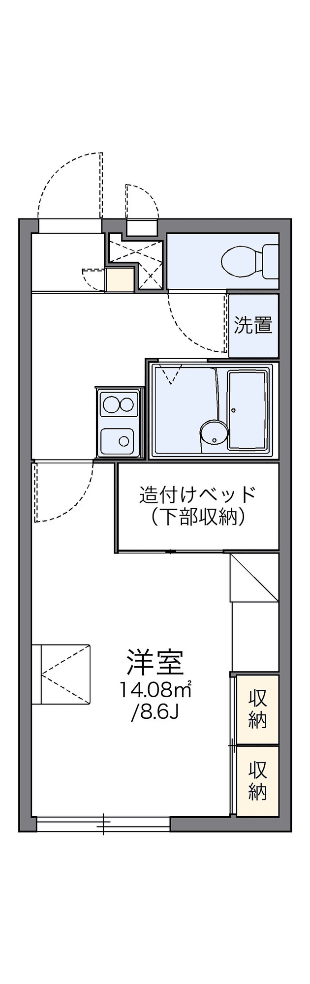 P001658 매물 평면도 — 1K