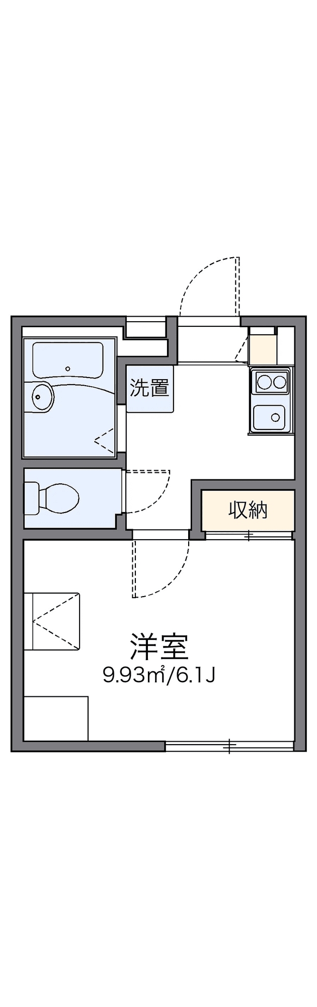 物件P002220の間取り図 — 1K