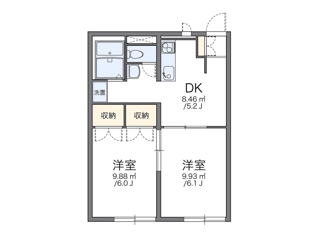 Floor plan of unit P001474 — 2DK
