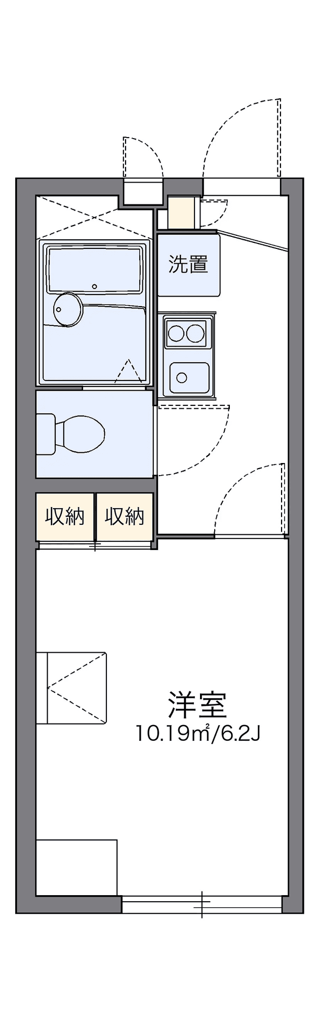 物件P002187の間取り図 — 1K