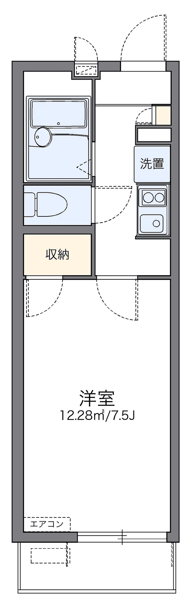 P001241 매물 평면도 — 1K