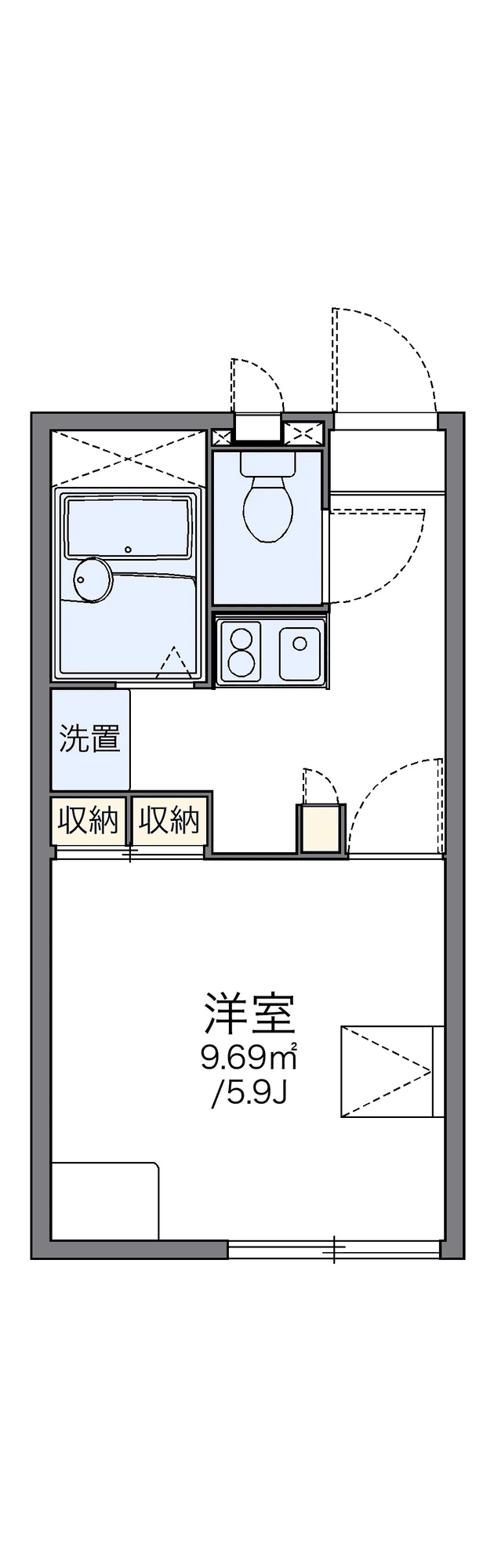 P001546 매물 평면도 — 1K