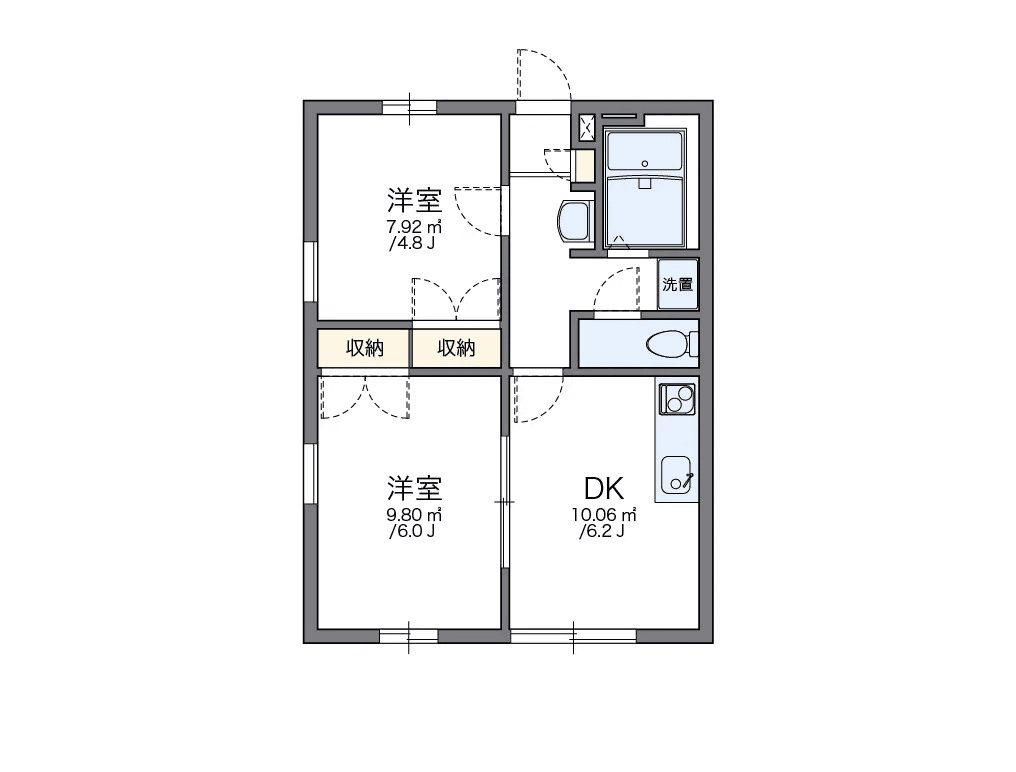 物件P001316の間取り図 — 2DK