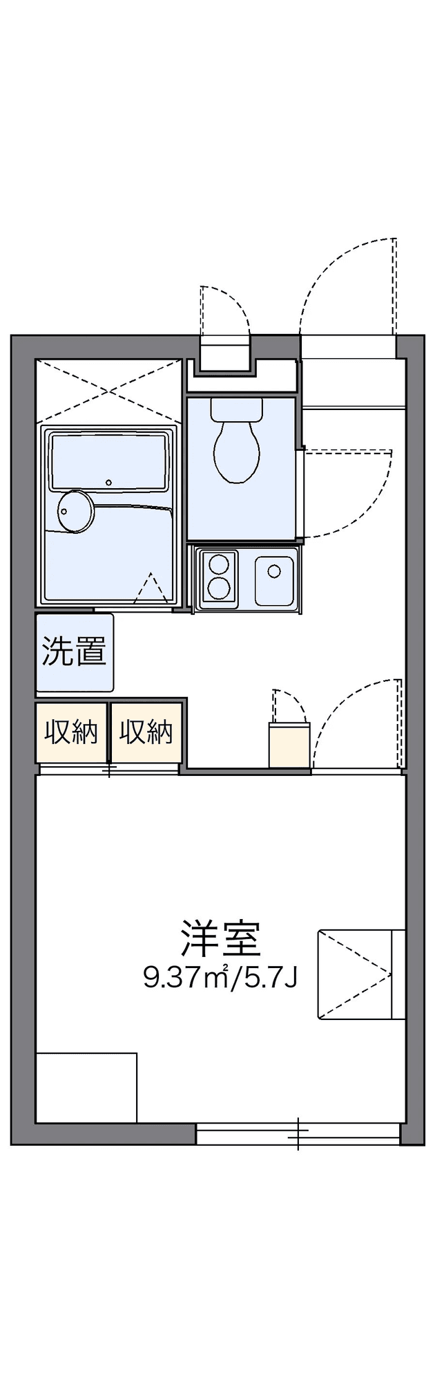 物件P002212の間取り図 — 1K