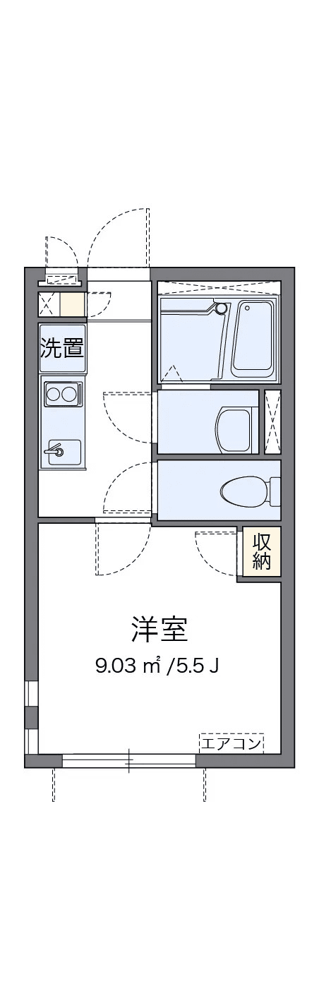 P001264 매물 평면도 — 1K