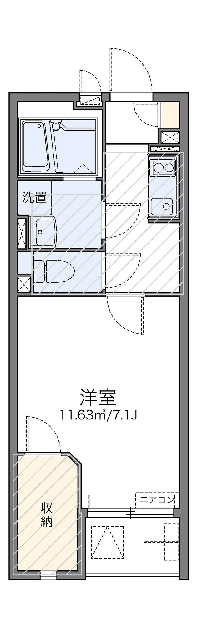 P001252 매물 평면도 — 1K